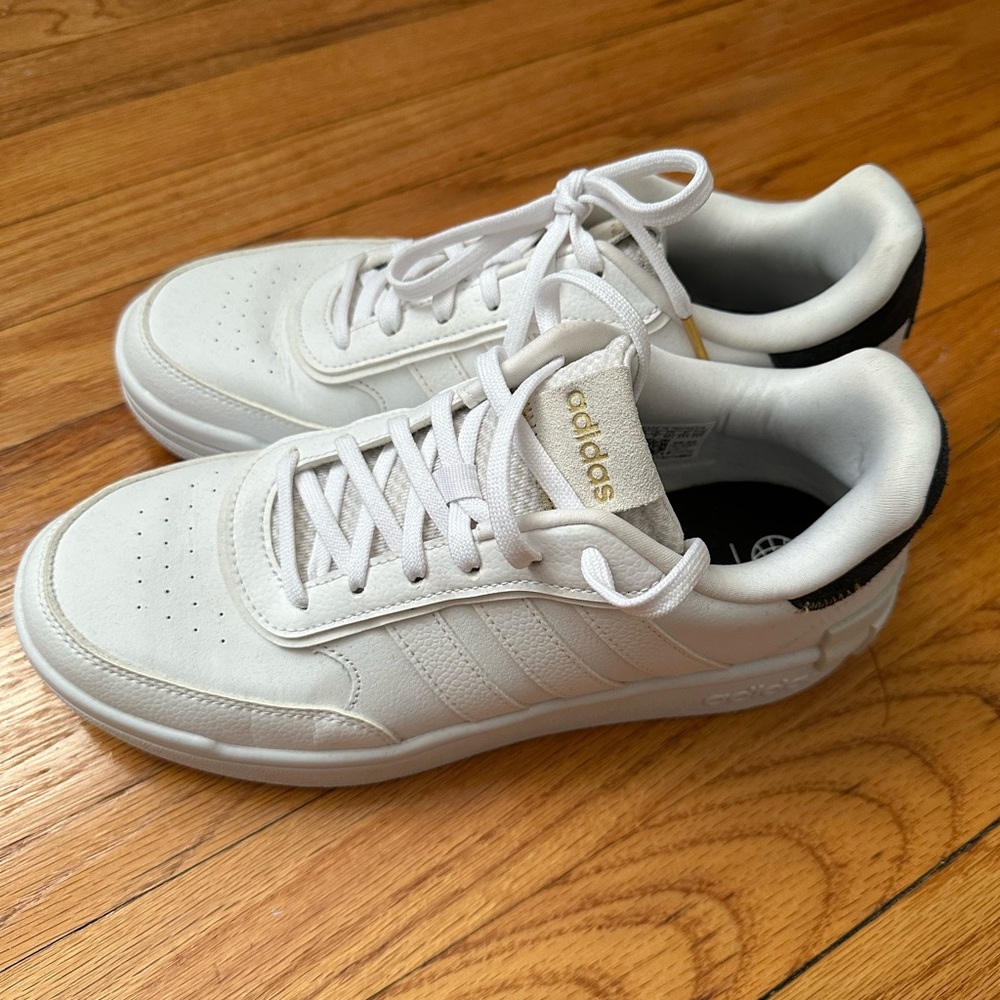 Adidas Women's White and Black Court Sneaker - Cloudfoam Super